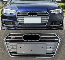 For Audi A4 S4 B9 2017 2018 2019 Style Ring Strip Front Bumper Grille Gray