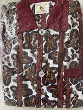 Vintage Retro Men's Pyjamas Burgundy Paisley PJs 100% Brush Cotton Size M  