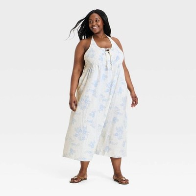Women Printed Maxi Sundress - Universal Thread Cream XXL