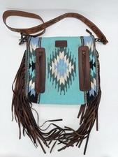 American Darling Purse Leather Crossbody Fringe Western Aztec Native Large