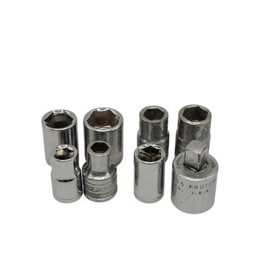 PROTO USA Adapter 5255 3/8  drive X 1/4  male plus 7 SAE Sockets (unbranded)