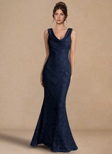 Azazie Galenia Sleeveless Navy Bridesmaid Dress A4 Regular GALENIA