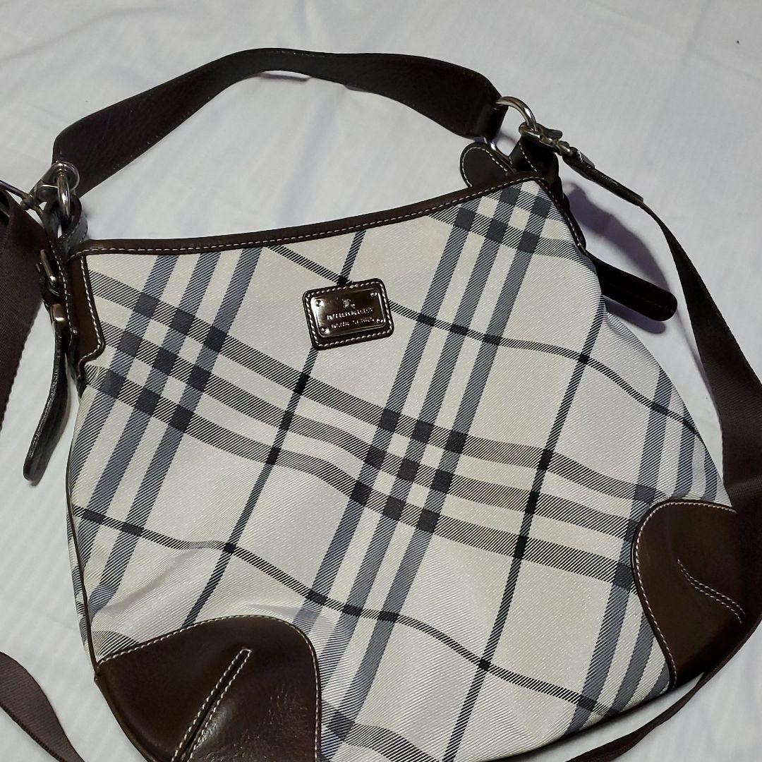 Burberry Blue Label 2way Shoulder Bag Handbag Navy Canvas Leather Logo Bag New thumbnail 14