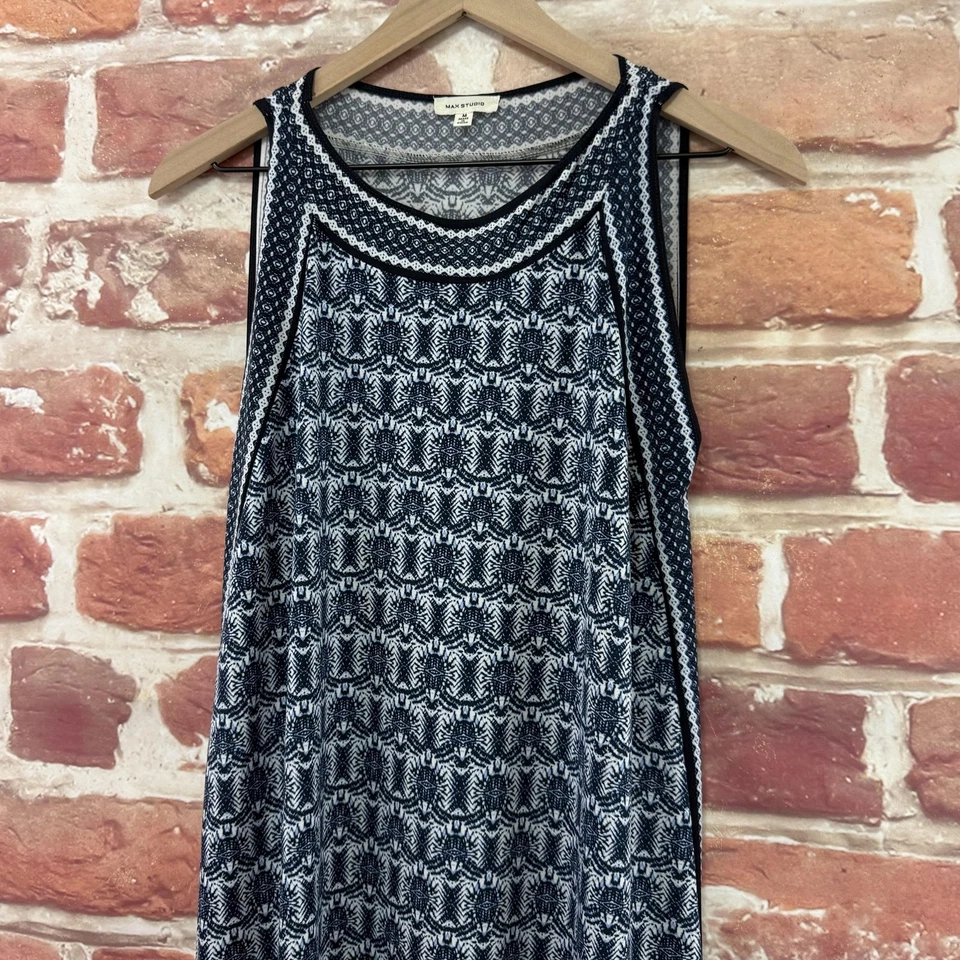 Vestido Max Studio Mujer Medio Azul Multicolor Boho Abstracto Rayas Informal Foto 4 de 4