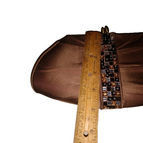 Vintage INGE CHRISTOPHER Brown Caramel Jeweled Beaded Evening Bag Purse Cocktail - Picture 8 of 11