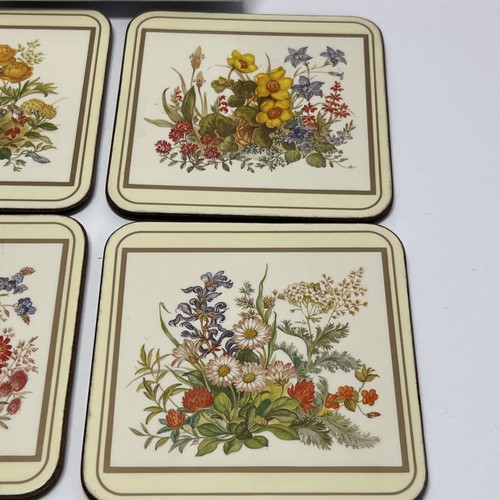 VTG 80’s Coasters Pimpernel Made in England Set of 6 Floral Cork Back  W / Box - Afbeelding 5 van 9