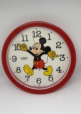 VTG Working Lorus Mickey Mouse Wall Clock Quartz Red 10.5" Japan Disney LFW224R