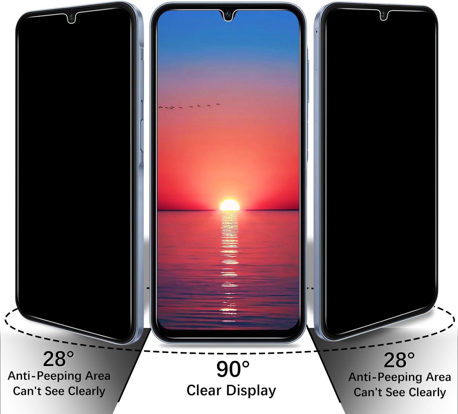 (2 Pack) Privacy Screen Protector Designed for Samsung Galaxy A16 5G Black 