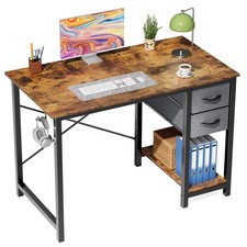 Small Computer Desk with 2 Drawers 40 Inch Home Office Desk Modern Simple Stu...