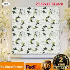 6 PCS Artificial Flower Wall Panel White Hydrangea Rose Wedding Backdrop Decor