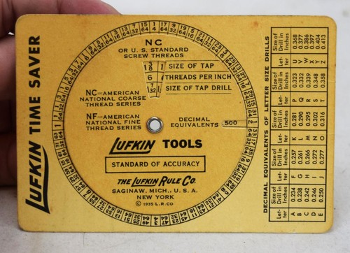 1935 Lufkin Tools Time Saver Dial Card