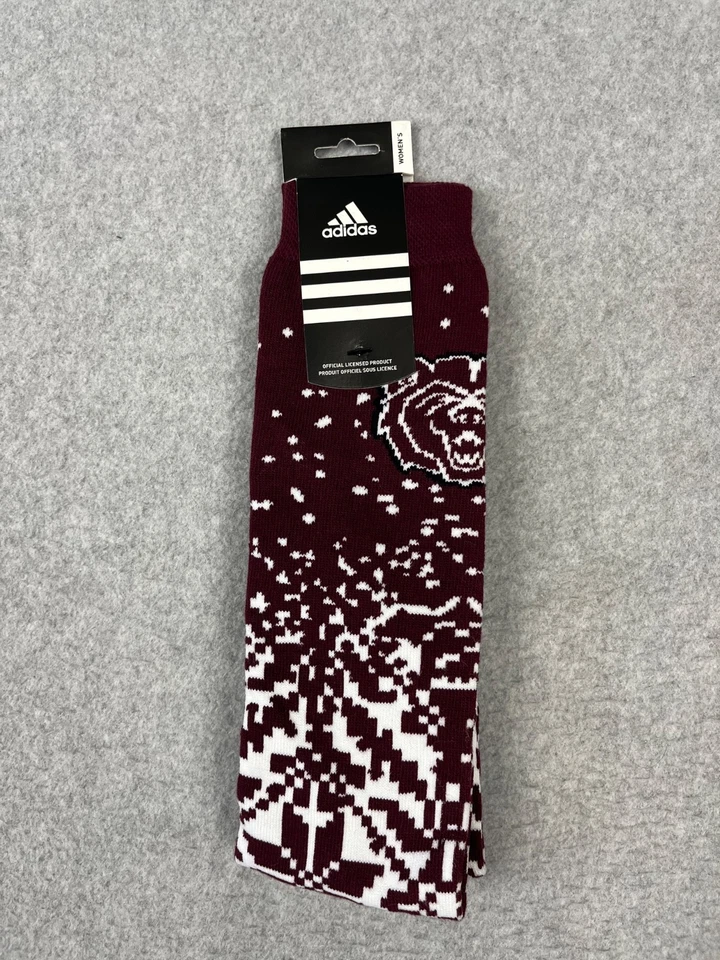 Calcetines de fútbol para mujer Missouri State University Bears granate Adidas estampado por todas partes Foto 2 de 4