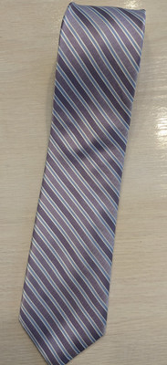 Eagle Shirtmakers Men's Striped Purple Tie 100% Silk Hand Made in China 60x3.5''