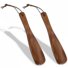 2 Pcs Wooden Shoe Horn Short Handle Shoe Horn Retro Wood Shoehorn, Travel