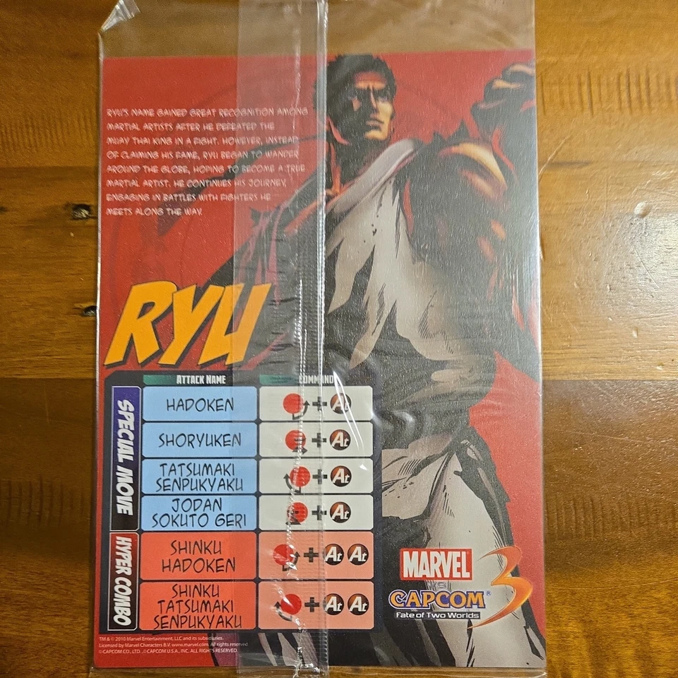 MARVEL vs CAPCOM 3 Promotional Stickers RYU WOLVERINE Move List Sheets PROMO NEW - Image 2 of 3