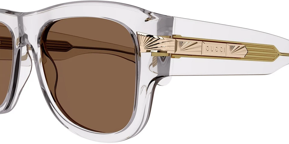 New Gucci Men Square Sunglasses GG1517S 004 Crystal/Brown Lens 54mm - Image 3 of 3