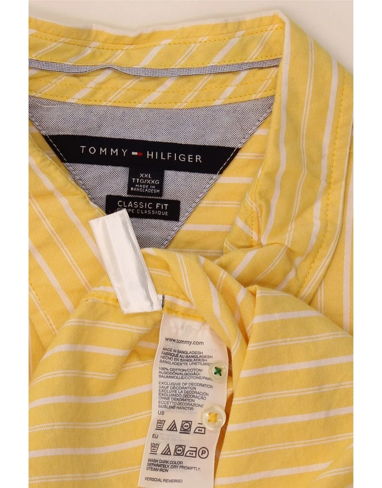 TOMMY HILFIGER Mens Classic Fit Shirt 2XL Yellow Striped Cotton DT45 - Image 3 of 3