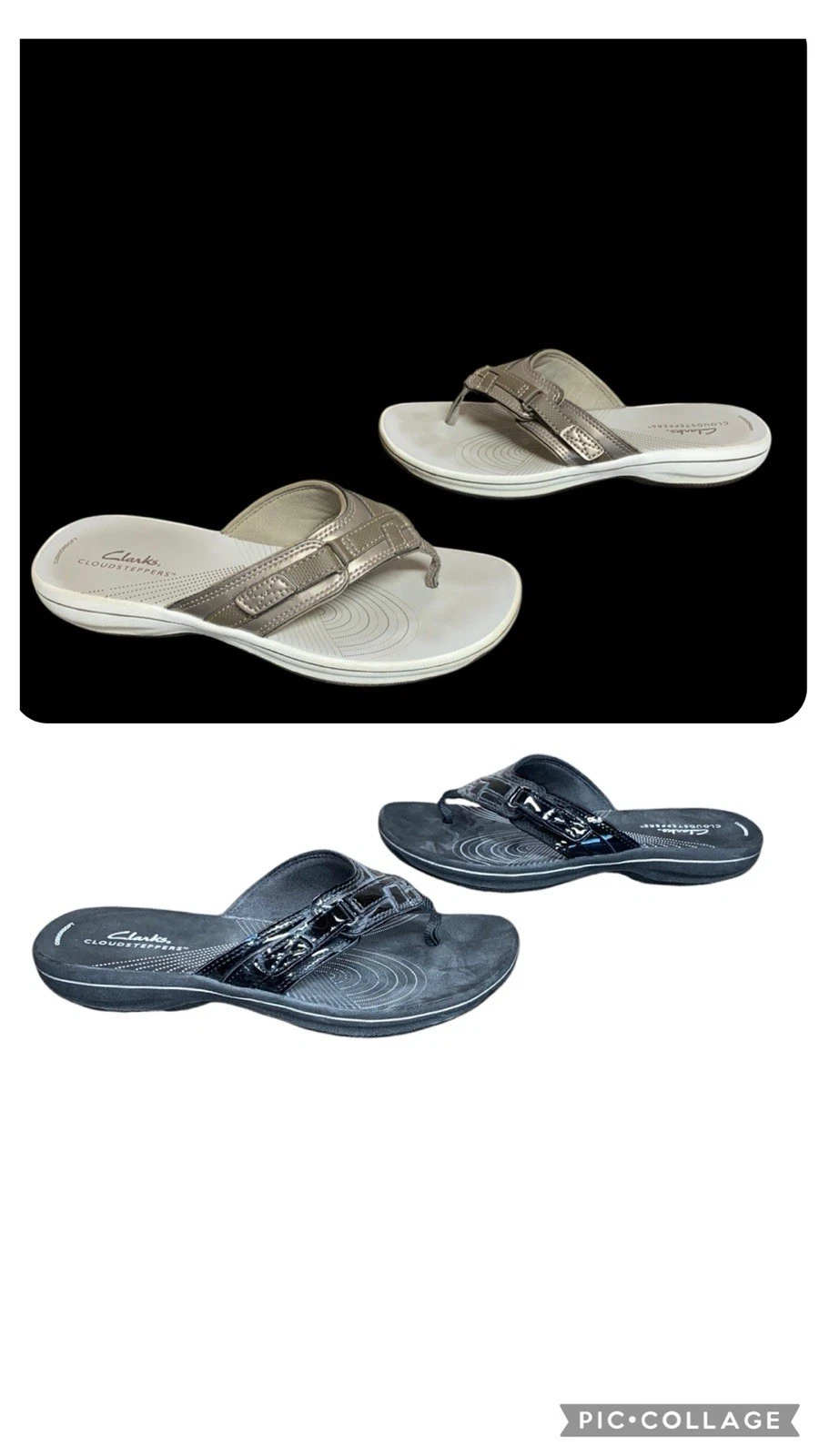 Infradito Clarks donna Breeze Sea Cloudsteppers peltro e nero donna taglia 7