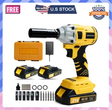 Cordless 1/2" Impact Wrench 258Ft-lb with 2 Batteries and 6 Sockets for Car Tire