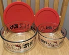 2ct Set Pyrex HELLO KITTY Decorated Food Storage Serving Bowls