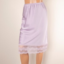 VTG FORMFIT Half Slip Skirt Lavender 5" Lace Silky Satin Sz Small Tall NWOT