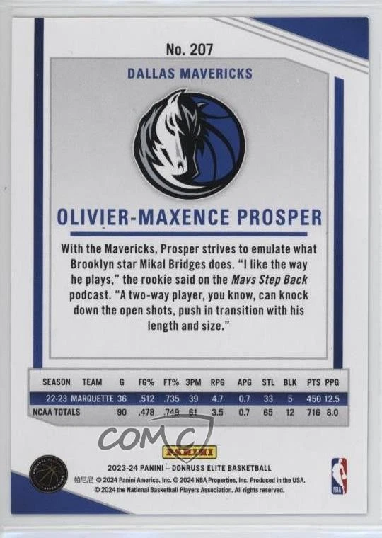 2023 Donruss Elite Rookies FOTL Pink /17 Olivier-Maxence Prosper #207 Rookie RC - Image 2 of 2