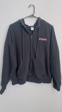 Victoria Secret PINK Ivy Fleece Campus Full-Zip Hoodie Black Med Logo 04 Preown