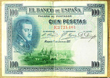 Spain 100 Pesetas 1925 Banco de España Banknote Paper Money
