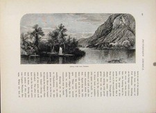 Original Old Antique Print Bellows Falls Wood Engraving Fine Art