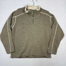 Kuhl Europa 1/4 Zip Fleece Pullover Men XL Brown Tan Sherpa Alfpaca