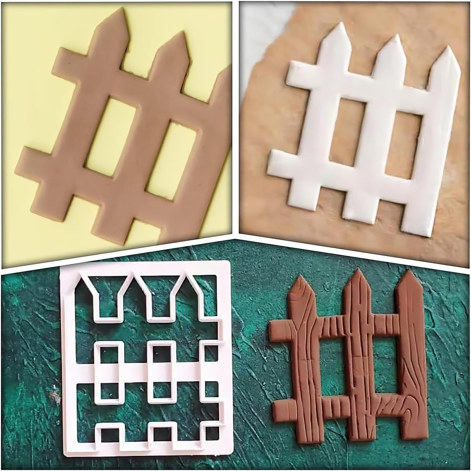 3 x Kunststoff-Zaun-Fondant-Ausstechformen, dekorative Kuchenbordüre, Fondant-Ku