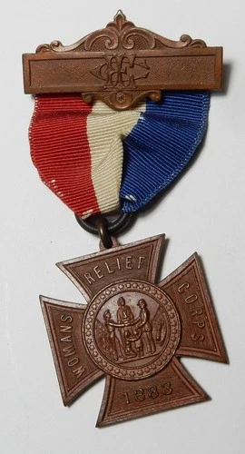 GAR WOMANS RELIEF CORPS 1883 MEDAL RIBBON BADGE