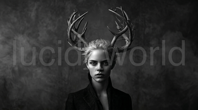 #ad Dark Fantasy Deer Woman Portrait Gothic Wall Art Digital Download Bamp;W AI File $1.00