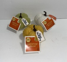Fall/Halloween Plush Pumpkin Tabletop Decor 4 x3 In 3 Color, Perfect Harvest