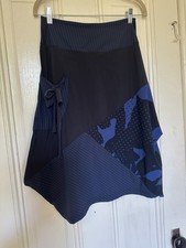 Unique Blue Patchwork Made In USA Skirt Size small/M NWOT Asymmetrical