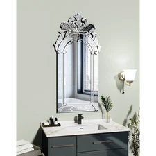 KOHROS Modern Engraved Wall Mirror Silver