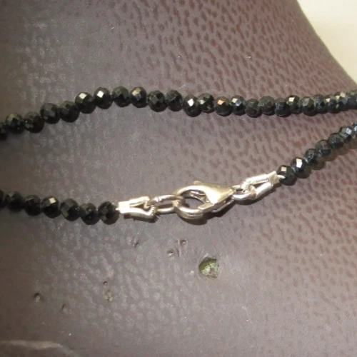 Collar vintage de espinela negra y perlas de 11 mm de plata de ley real de 36" Foto 3 de 4