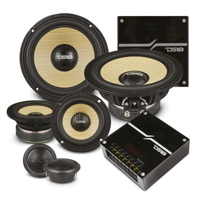 DS18 DXQ 6.5'' 3-Way Component Set with Yellow Straw Cone - 150 Watts Rms 4-ohm