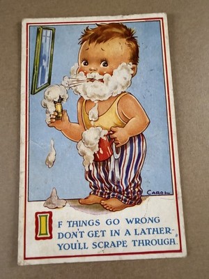 Vintage Postkarte Humor Wenn etwas schief geht Kratzen Sie nicht durch