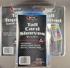 50x (2 packs) BCW 3" x 5" Tall Boy Topload Card Holders Toploaders + 100 Sleeves