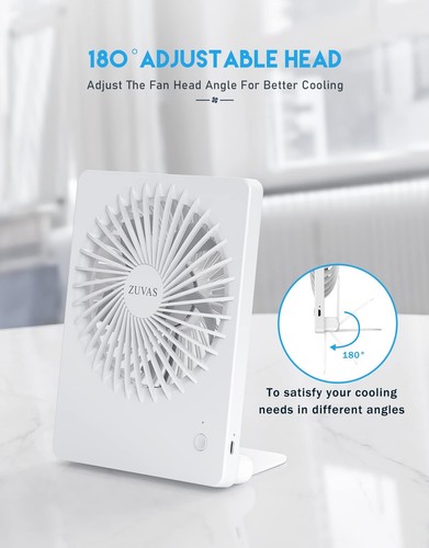 Zuvas Desk Fan Battery Operated , Rechargeable 180°Tilt Folding Personal Ultra - Picture 6 of 7
