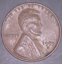 1955-D Lincoln Wheat Cent Late Die State Strong Die Flow Lines Denver Mint KM132