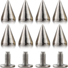 100 Sets 9.5MM Silver Spikes and Studs Metal Bullet Cone Spikes Screw Back Leath