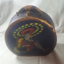Antique Ladies Steamer Luggage Hat Box Train Case Handle Lined Unique Rare with