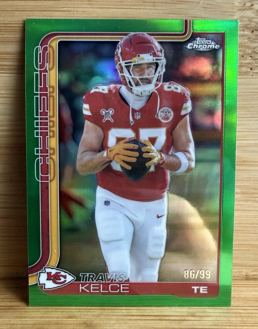2025 Topps Chrome Travis Kelce #150 Green Refractor /99 chiefs 