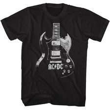 AC/DC Angus Young Guitar Black Rock and Roll Music Band T-Shirt