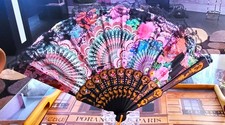 Folding Perfect Costume Accessory lightweight GOLD/MULTICOLOR SHINY Hand Fan