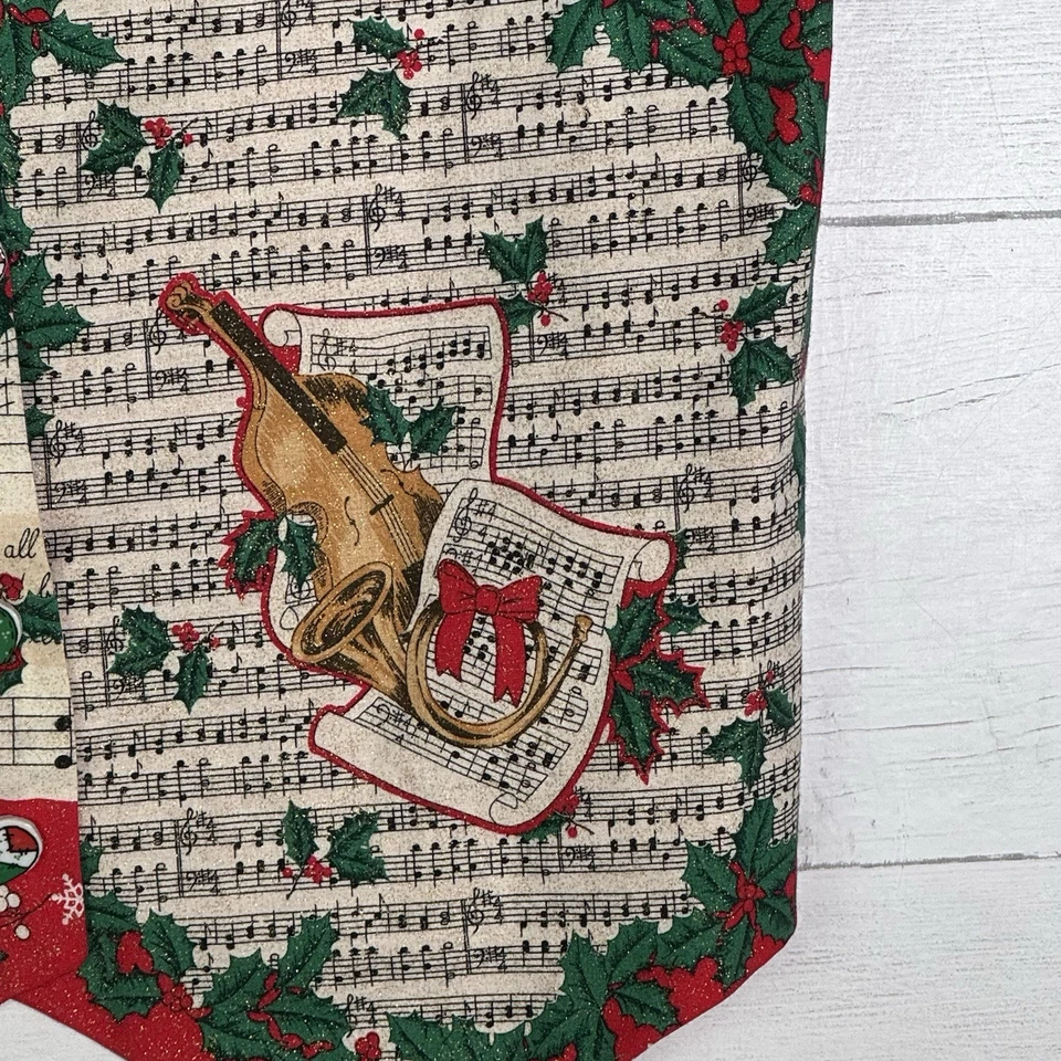 Antigo Colete de Natal Feito à Mão Partituras Musicais Notas Femininas M Botões de Coração - Imagem 2 de 4
