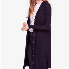 We The Free People Sparkles Duster Longline Cardigan in Navy Blue Size XS