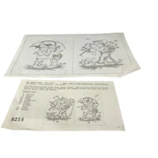 TRI CHEM 8214 Boy and Girl Liquid Embroidery Picture w instructions 13 x 9 Vtg A